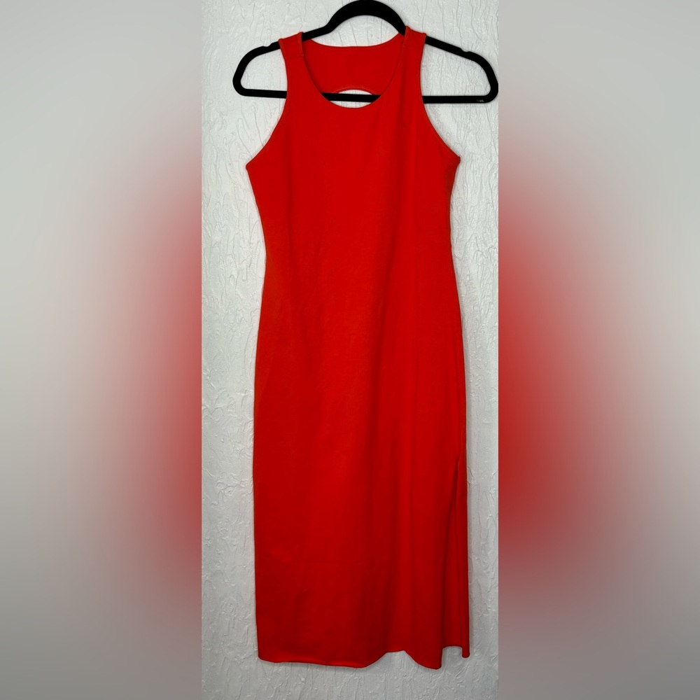 NWT Free People FP Movement Orange Red Midi Body-con Dress Size Large